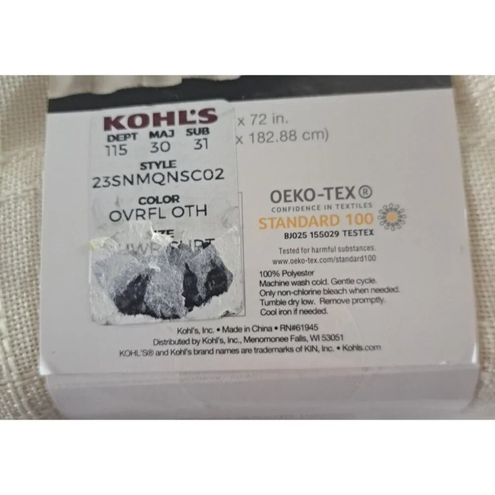 NEW Kohls Sonoma Shower Curtain Ivory Beige Woven Quinn Collection OEKO-TEX
